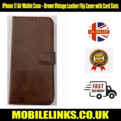 iPhone 17 Air Wallet Case – Brown Vintage Leather Flip Cover with Card Slots